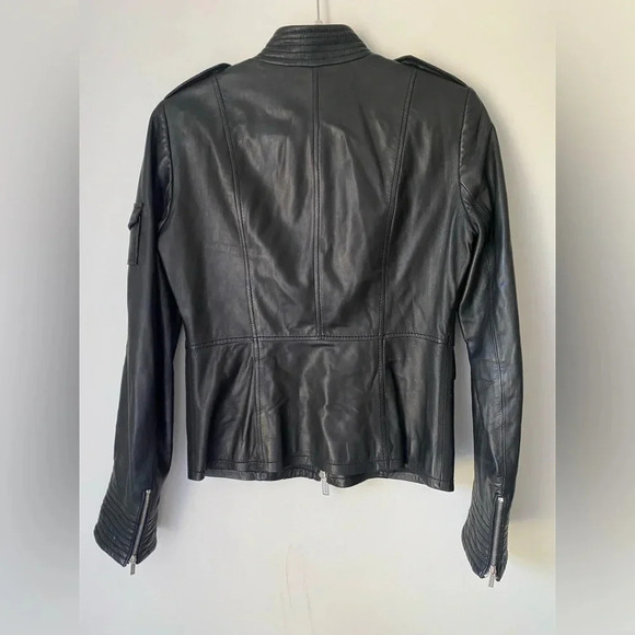 Tory Burch Leather Jacket Women’s Moto Biker Black Zip Up - Picture 2 of 11